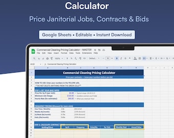 Commercial Cleaning Pricing Calculator | Janitorial Bid Tool (Google Sheets) (PDF Download)