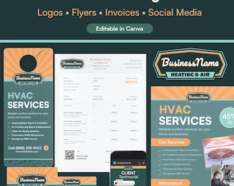HVAC Branding Kit | Logo & Brand Pack | Contractor Branding Package | Marketing Templates | Canva Editable