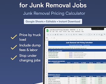 Junk Removal Pricing Calculator | Job Pricing Spreadsheet | Hauling Business Tool | Google Sheets