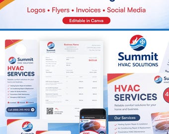HVAC Branding Kit | Logo & Brand Pack | Contractor Branding Package | Marketing Templates | Canva Editable