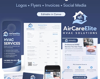 HVAC Branding Kit | Logo & Brand Pack | Contractor Branding Package | Marketing Templates | Canva Editable