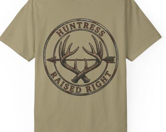 Shirt Jager verhoogd rechts, T-shirt jagen dames, grafisch T-shirt vrouwelijke jager, jachtkleding hertengewei