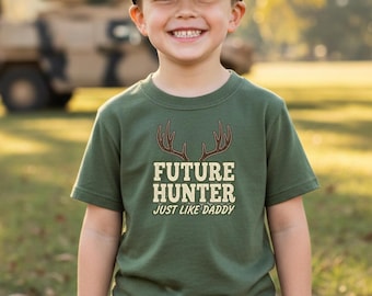 Future Hunter-shirt voor peuters, Just Like Daddy Hunting-T-shirt, kindershirt hertengewei, jachtoutfit peuter, cadeau babyjager