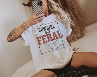 Western-shirt met cowgirl-print dames, prikkeldraadshirt stierenschedel, outfit in Yellowstone-stijl, shirt countryconcert