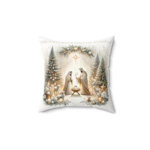 Square Pillow, Nativity Scene Luke 2:11, Christmas Decor, Religious Gift, Throw Pillow, Home Decor Accent