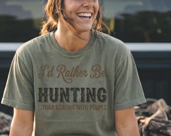 Grappig jachtshirt, T-shirt jachtvrouw, shirt hertenseizoen, Camo meisjesshirt, comfortkleuren 1717-T-shirt, cadeau voor jager