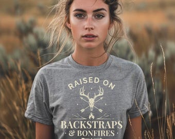 Shirt met riemen en vreugdevuren, jachtshirt voor vrouwen, Deer Camp-T-shirt, Country Girl Graphic T-shirt, westerse jachtkleding