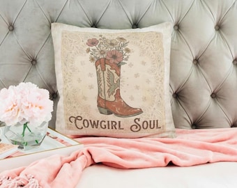 Western Cowgirl Boot Kussensloop, Decor Rustic Ranch Farmhouse, Vintage Western Sierkussen, Decor Cowgirl Home, Landelijke Cabine Bankkussen