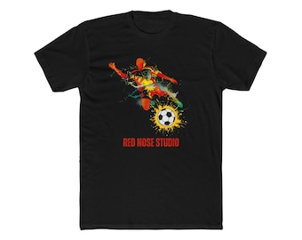 サッカーグラフィックTシャツ、ユニセックスコットンクルーシャツ、アスリートへのスポーティギフト、カジュアルウェア、サマースタイル