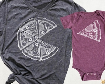 Pizza Matching Family Shirt Fathers Day Mothers Day Gift Outfit, Mommy and Baby Tshirt, Pizza and Pizza Slice Outfits, Daddy and Mini Shirts
