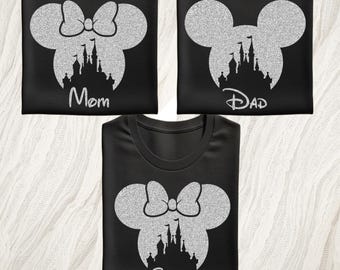Custom Glitter Disney Shirt Disneyland T-Shirt, Family Glitter Disney Shirts, Disney Trip Shirt, Disney Vacation Tee, Disney Family Shirt