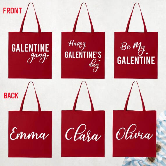 Custom Galentines Day Tote Bags Friends Valentine Bag, Galentine Gang Happy Galentines Day Bags, Gal Pal Crew Girls Night Out Favor Tote Bag