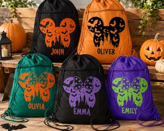 Halloween Disney Backpack Kids Candy Trick or Treat Bags Halloween Drawstring Bag, Disney Halloween Backpack, Disney Backpack Halloween Bags