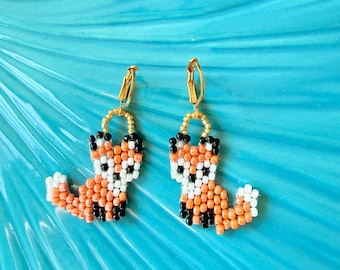 Beaded fox earrings