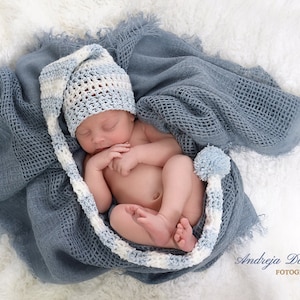 Long tail striped crochet elf hat newborn baby girl boy gender neutral photography prop - choose a color