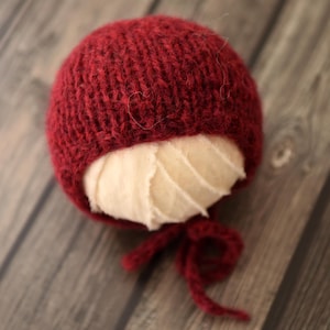 RTS, ready to ship, simple round back bonnet, alpaca hat, soft thin hand knit, gender neutral, newborn photography prop, choose a color