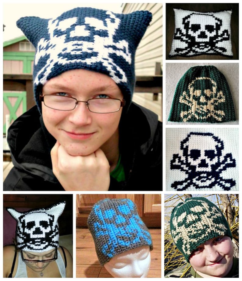 PATTERN CROCHET Skully Mcbones Graph Hat Childadult Etsy