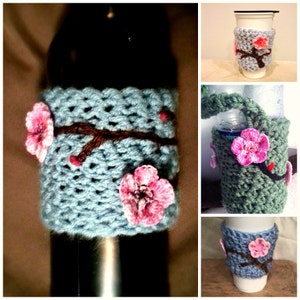 PATTERN CROCHET Charming Cherry Blossom Drink Sleeve