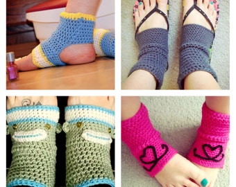 PATTERN CROCHET Yoga/Flip Flop Socks with embellishment options