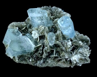 アクアマリン標本、雲母入りアクアマリン結晶、アクアマリンクラスター