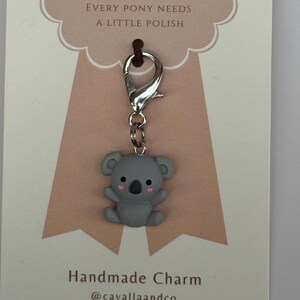 Koala Bear Resin Bridle Charm for Horse Lovers, Equestrian Belt and Bag Charm, Cute Horse Show Gift, Option to personalize with Initial