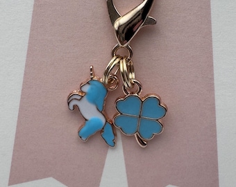 Blue Pony Bridle Charm, Lucky Clover Horse Charm, Handmade Equestrian Bag Charm, Horse Girl Gift, Pony Charm for Backpack or Keychain
