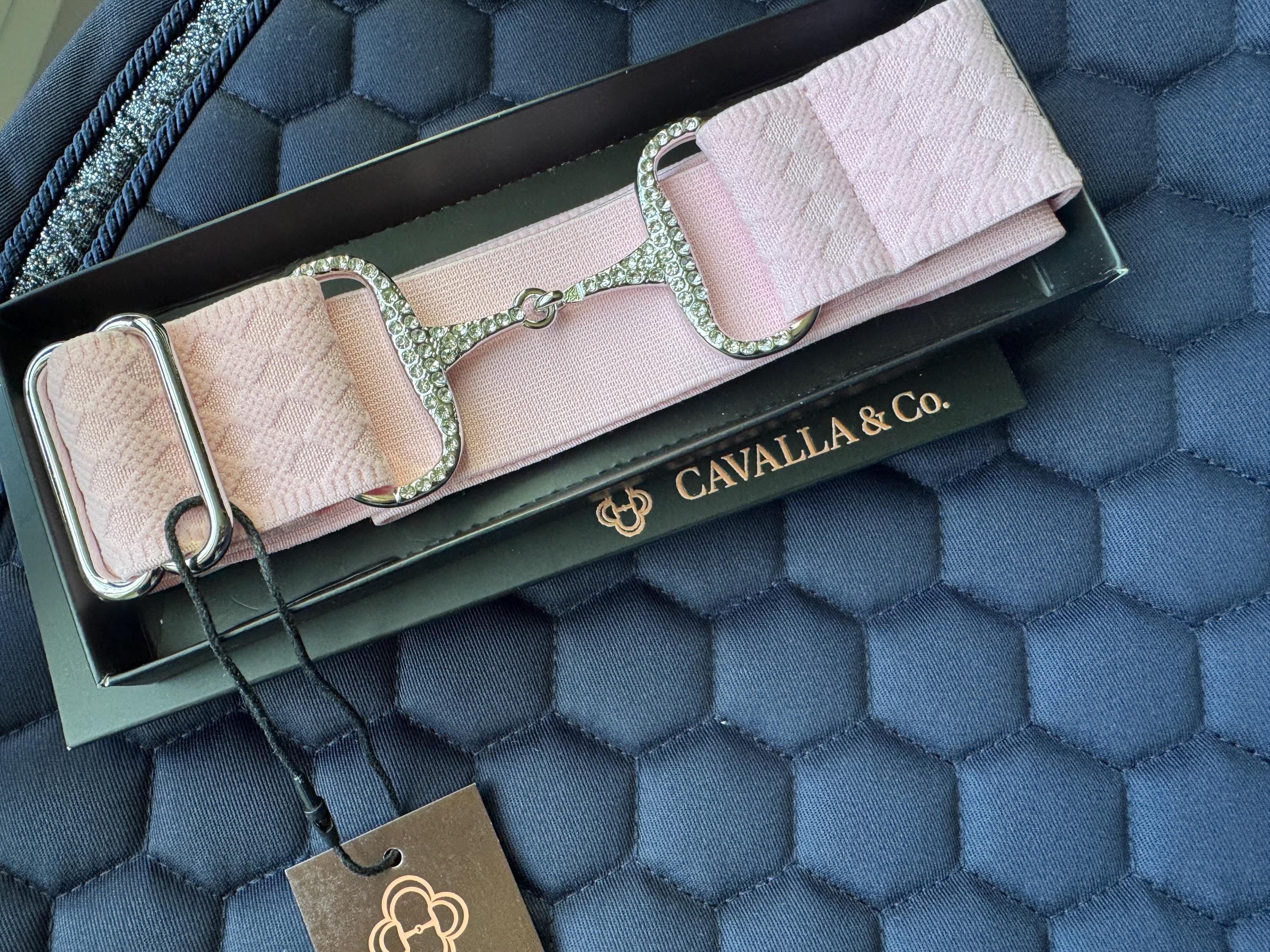 Pink Textured Equestrian Stretch Belt with Silver Rhinestone Snaffle Bit Buckle Adjustable Horse Riding Belt Gift