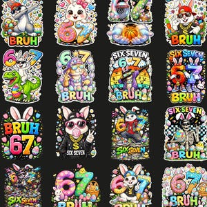 Happy Easter PNG Bundle, 67 Easter Day, Easter Bunny Png, Six Seven Kids Easter Clipart, Six Seven Bruh, Bunny Dabbling Easter, Sublimation