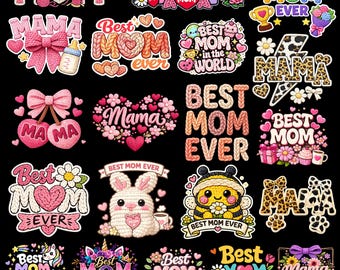 Mejor mamá del mundo (Png), paquete de imágenes prediseñadas del Día de la Madre (Png) - Imágenes prediseñadas florales de mamá, mamá retro (Png), meme del Día de la Madre, vida de mamá (Png), hilo sintético, descarga digital