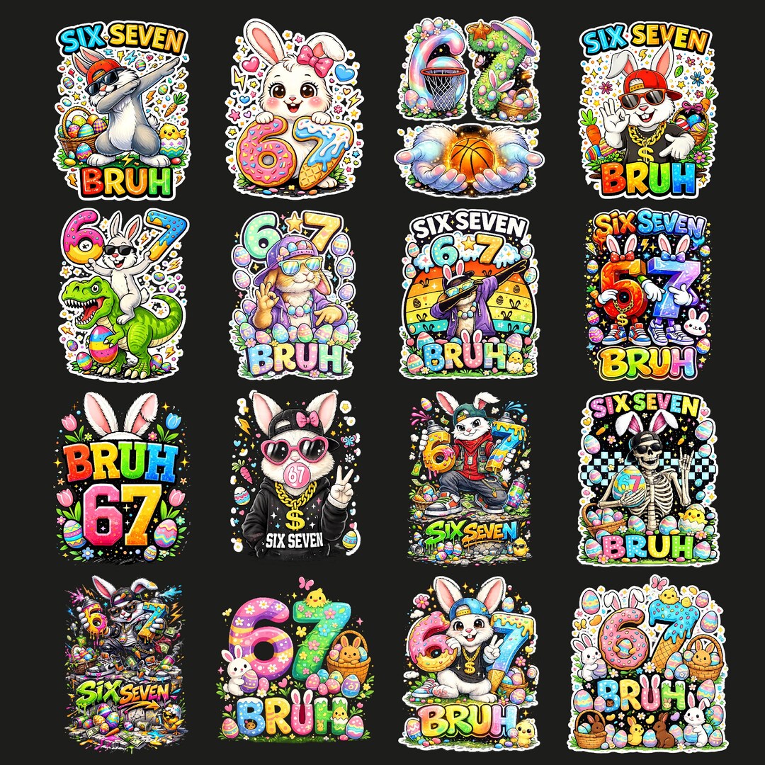Happy Easter PNG Bundle, 67 Easter Day, Easter Bunny Png, Six Seven ...