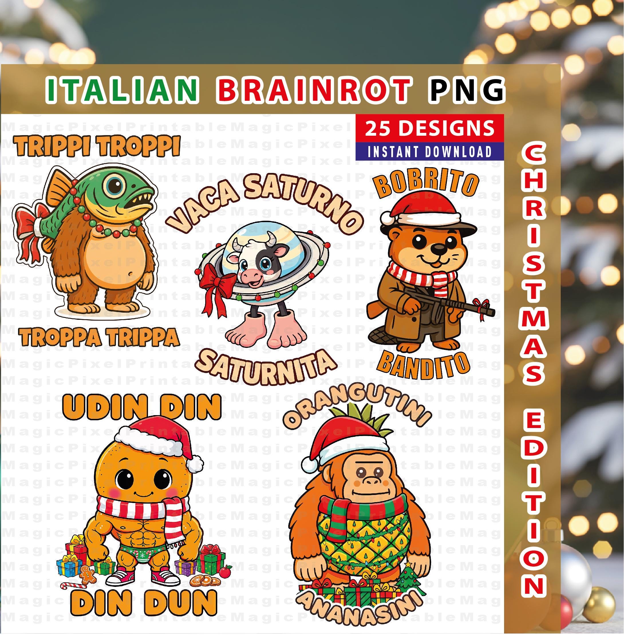 Brainrot Christmas, Italian Brainrot Png, Brainrot Png Bundle, Brainrot ...