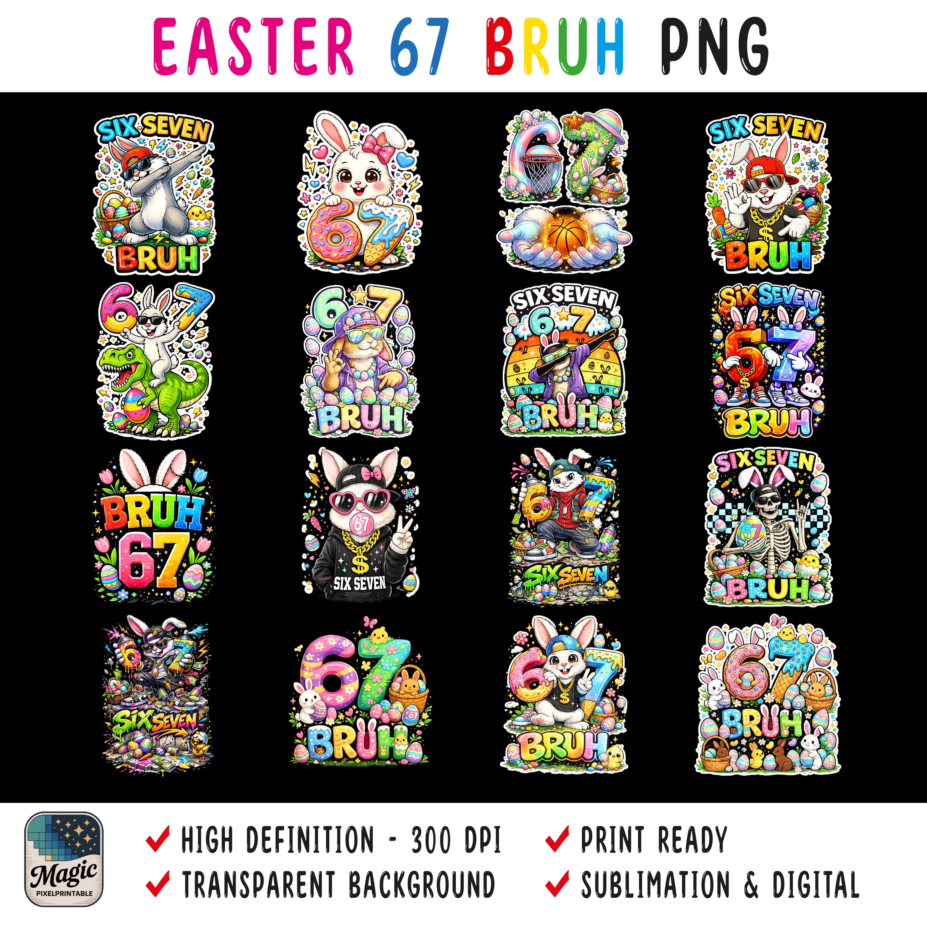 Happy Easter PNG Bundle, 67 Easter Day, Easter Bunny Png, Six Seven ...