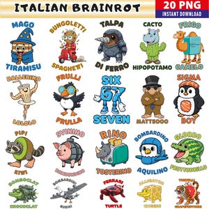 Italian Brainrot Png, Digital Brainrot Stickers, PNG Bundle, Funny Meme Characters, Steal a Brainrot, Frigo Camelo, Svinino Bombardino