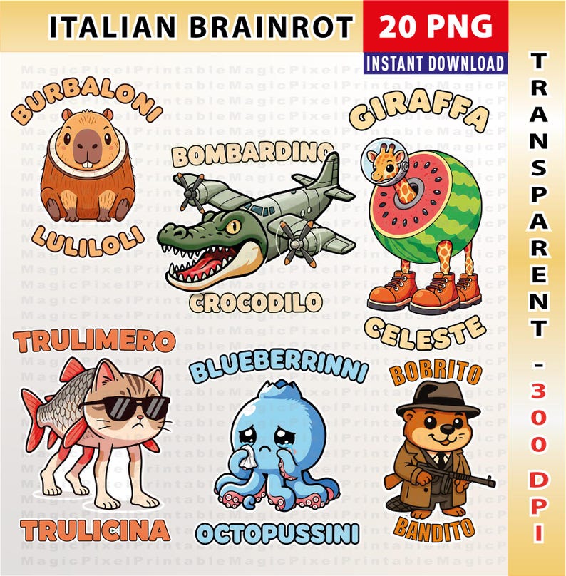 Brainrot Starting With R Italian Brainrot Png, Digital Brainrot Stickers, PNG Bundle, Funny Meme ...
