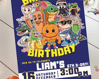 Invitación de cumpleaños de "Italian Brainrot", invitación digital, invitación de cumpleaños, invitación con plantilla de Canva, editable, descarga digital