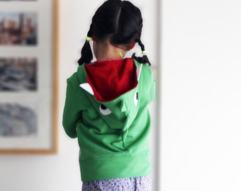Dinosaur Hoodie: Kids Costume Sweatshirt with Spikes, Organic Cotton blend