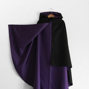 Black hood cape. Wizard cloak. Magician cape with hood. image 1