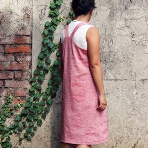 linen dungaree dress