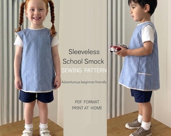 Sleeveless school smock sewing pattern PDF format print at home