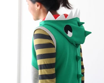 Dinosaur adult, dinosaur costume, vest hoodie adult, dinosaur hoodie, dinosaur jacket, dinosaur cosplay, photo prop, halloween costume