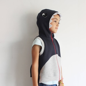 Shark Hoodie Vest: Organic Cotton Blend Costume
