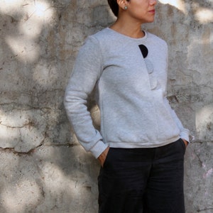 Organic fleece sweatshirt. Women pullover. Crew neck. Made to order. Made in Italy image 1