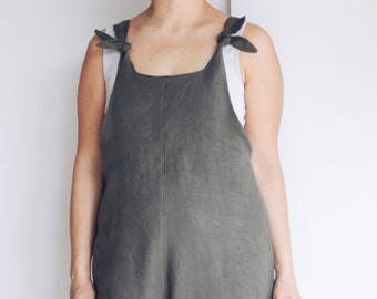 Linen dungarees jumpsuit. Made to order.