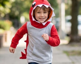 Red Dinosaur Hoodie Adults and Kids sizes: Bio Cotton Costume Sweatshirt, Halloween Costume