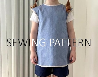Sleeveless school smock sewing pattern PDF format print at home