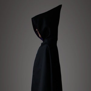 Black hood cape. Wizard cloak. Magician cape with hood. image 3