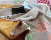 Baby girl zakka style patchwork blanket. Warm and cozy. Stroller  or bassinet blanket, great for cuddling and swaddling. Size 27.5" X 27.5"