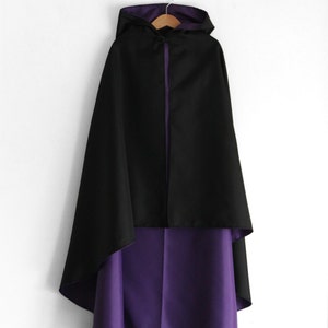 Black hood cape. Wizard cloak. Magician cape with hood. image 2