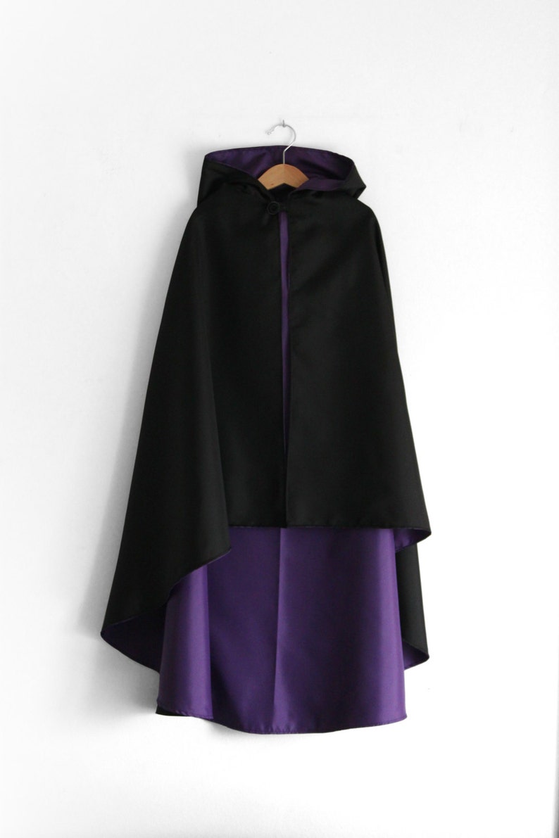Black hood cape. Wizard cloak. Magician cape with hood. image 2