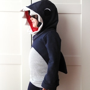 Kids Shark Hoodie: Organic Cotton Blend Costume Sweater
